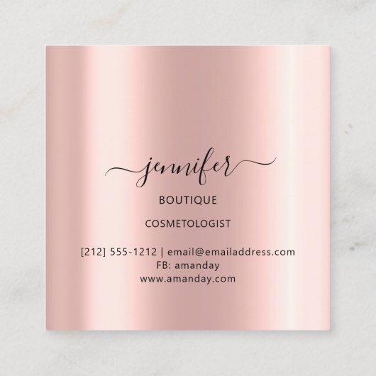 プロフェッショナルブティックショップグリッターバラ赤面 スクエア名刺 (裏面)