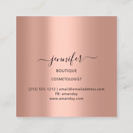 プロフェッショナルブティックショップグリッターバラ金ゴールド スクエア名刺 (裏面)