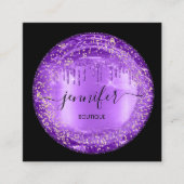 プロフェッショナルブティックショップグリッターパープルドリップス スクエア名刺 (正面)