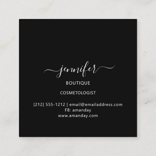 プロフェッショナルブティックショップグリッターパープルドリップス スクエア名刺 (裏面)