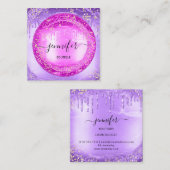 プロフェッショナルブティックショップグリッターパープルピンク スクエア名刺 (正面/裏面)