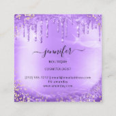 プロフェッショナルブティックショップグリッターパープルピンク スクエア名刺 (裏面)