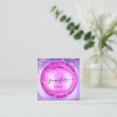 プロフェッショナルブティックショップグリッターパープルピンク スクエア名刺 (スタンド正面)