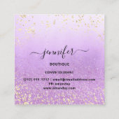 プロフェッショナルブティックショップグリッターパープル金ゴールド スクエア名刺 (裏面)