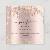 プロフェッショナルブティックショップグリッターピンクティール(緑がかった色) スクエア名刺 (裏面)