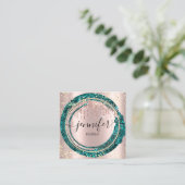 プロフェッショナルブティックショップグリッターピンクティール(緑がかった色) スクエア名刺 (スタンド正面)