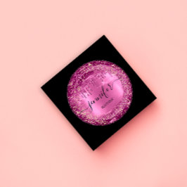 プロフェッショナルブティックショップグリッターピンクドリップスブラック スクエア名刺