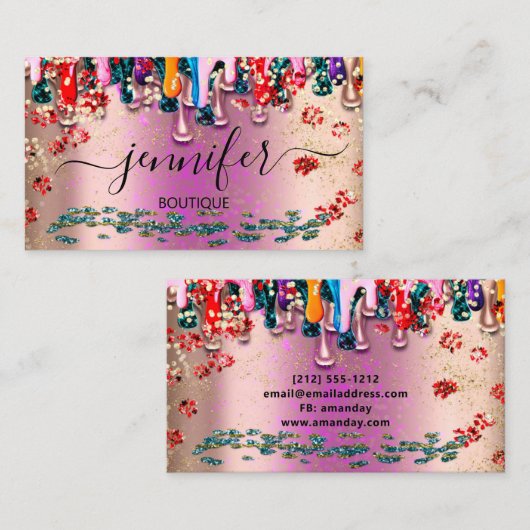 プロフェッショナルブティックショップグリッターピンクドリップス 名刺 (正面/裏面)