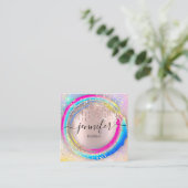プロフェッショナルブティックショップグリッターピンクレインボー スクエア名刺 (スタンド正面)
