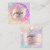 プロフェッショナルブティックショップグリッターピンクQRCodeLogo スクエア名刺 (正面/裏面)