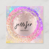 プロフェッショナルブティックショップグリッターピンクQRCodeLogo スクエア名刺 (正面)