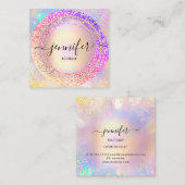 プロフェッショナルブティックショップグリッターホログラフィックピン スクエア名刺 (正面/裏面)