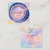 プロフェッショナルブティックショップグリッターホログラフブルー スクエア名刺 (正面/裏面)