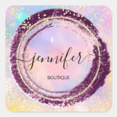 プロフェッショナルブティックショップグリッターホログラフ金ゴールド スクエアシール (正面)