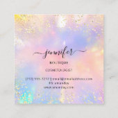 プロフェッショナルブティックショップグリッターホログラフ金ゴールド スクエア名刺 (裏面)