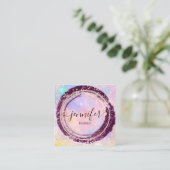 プロフェッショナルブティックショップグリッターホログラフ金ゴールド スクエア名刺 (スタンド正面)