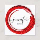プロフェッショナルブティックショップグリッターレッド スクエア名刺 (正面)