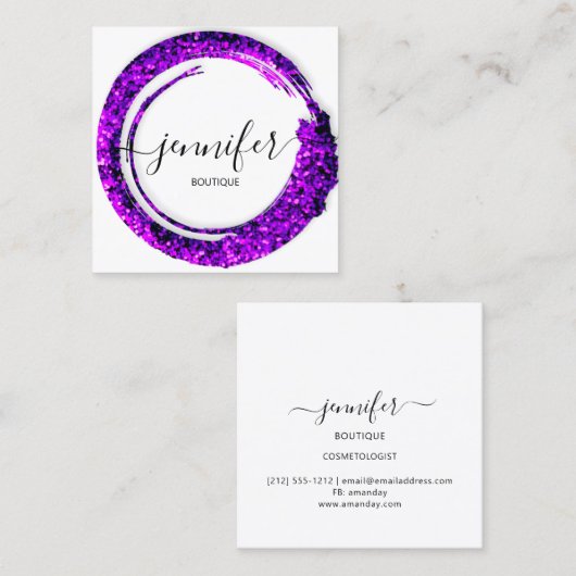 プロフェッショナルブティックショップグリッターヴァイオレット スクエア名刺 (正面/裏面)