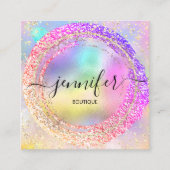 プロフェッショナルブティックショップグリッターPInkホログラフ スクエア名刺 (正面)