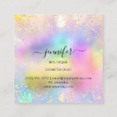 プロフェッショナルブティックショップグリッターPInkホログラフ スクエア名刺 (裏面)