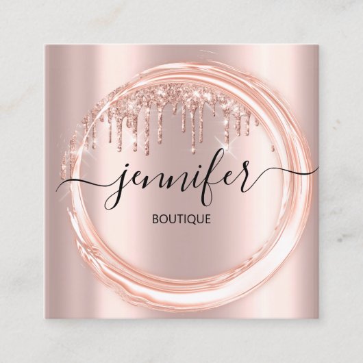 プロフェッショナルブティックショップドリップピンクローズビップ スクエア名刺 (正面)