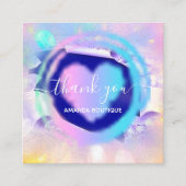 プロフェッショナルブティックショップネイビーハートホログラフ スクエア名刺 (正面)