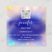 プロフェッショナルブティックショップネイビーハートホログラフ スクエア名刺 (裏面)