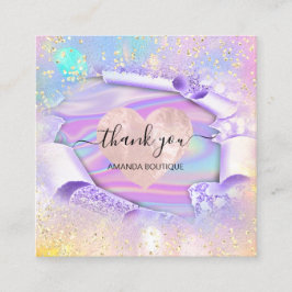 プロフェッショナルブティックショップネームグリッターハート スクエア名刺