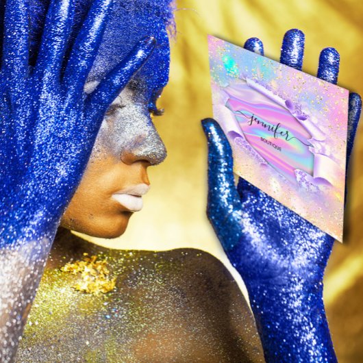 プロフェッショナルブティックショップネームグリッターホログラフB スクエア名刺