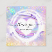 プロフェッショナルブティックショップネームハートホログラフィー スクエア名刺 (正面)