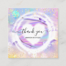 プロフェッショナルブティックショップネームハートホログラフィー スクエア名刺