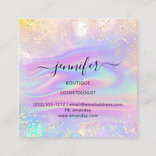 プロフェッショナルブティックショップネームホログラフバラスクー スクエア名刺 (裏面)