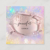 プロフェッショナルブティックショップバラグリッターホログラフ スクエア名刺 (正面)