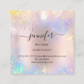 プロフェッショナルブティックショップバラグリッターホログラフ スクエア名刺 (裏面)