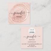 プロフェッショナルブティックショップバラグリッターロゴ スクエア名刺 (正面/裏面)