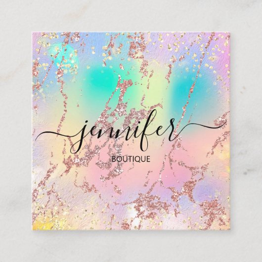 プロフェッショナルブティックショップバラホログラフ赤面 スクエア名刺 (正面)