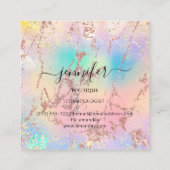 プロフェッショナルブティックショップバラホログラフ赤面 スクエア名刺 (裏面)