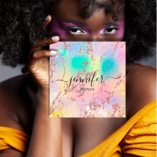 プロフェッショナルブティックショップバラホログラフ赤面 スクエア名刺