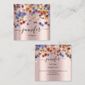 プロフェッショナルブティックショップバラ紙吹雪グリッター スクエア名刺 (正面/裏面)