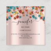 プロフェッショナルブティックショップバラ紙吹雪ティール(緑がかった色) スクエア名刺 (裏面)