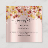 プロフェッショナルブティックショップバラ紙吹雪ドリップ金ゴールド スクエア名刺 (裏面)