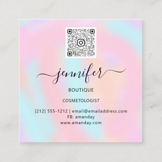 プロフェッショナルブティックショップパウダーロゴ スクエア名刺 (裏面)