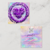 プロフェッショナルブティックショップパープルハートホログラフ スクエア名刺 (正面/裏面)