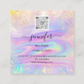 プロフェッショナルブティックショップパープルハートホログラフ スクエア名刺 (裏面)