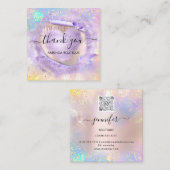 プロフェッショナルブティックショップパープルハートホログラフ スクエア名刺 (正面/裏面)