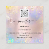 プロフェッショナルブティックショップピンクハートホログラフ スクエア名刺 (裏面)