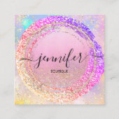 プロフェッショナルブティックショップピンクホログラフ スクエア名刺 (正面)