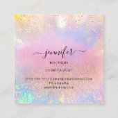 プロフェッショナルブティックショップピンクホログラフ スクエア名刺 (裏面)