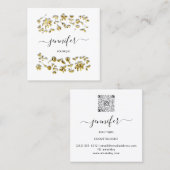 プロフェッショナルブティックショップフローラ白黒金ゴールド スクエア名刺 (正面/裏面)