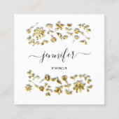 プロフェッショナルブティックショップフローラ白黒金ゴールド スクエア名刺 (正面)